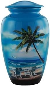 Beach Palm Tree Aluminium Cremation Urn