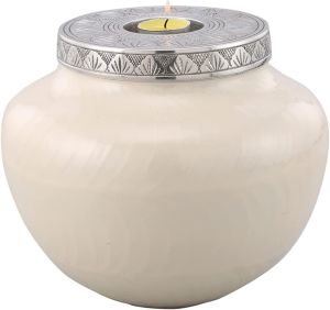 Round White Aluminium Cremation Urn