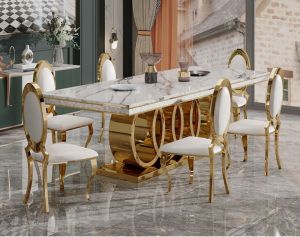 metal gold dining table