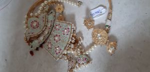 silver meena earrings necklace set