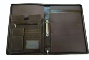Brown Leather Portfolio File Folder