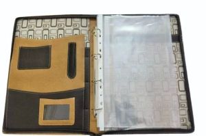 Brown and Black Leather Portfolio File Folder