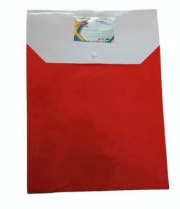 Red and White PVC Button File Folder