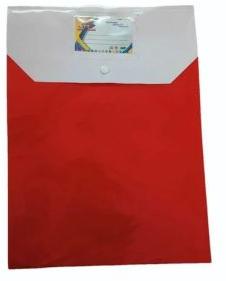 Red and White PVC Button File Folder