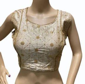 Ladies Beige Chiffon Embroidered Blouse