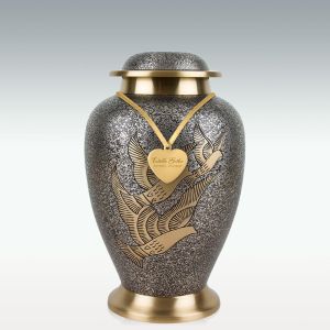 Large Winged Trio Brass Cremation Urn