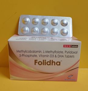 Methylcobalamin l-methylfolate pyridoxal phosphate vitamin D3. DHA 200 TAB Folidha Tablets