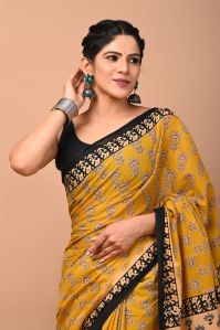 block print cotton sarees