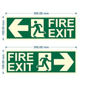 fire exit left right arrow night glow signboard