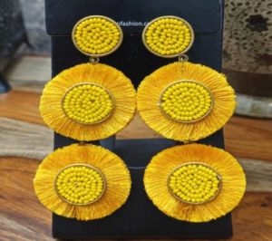 Yellow Beaded Earrings