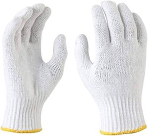 White Cotton Knitted Gloves