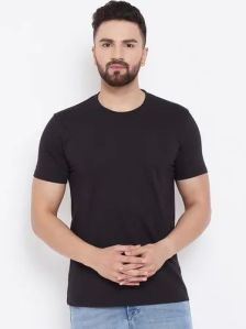 Mens Black Plain Cotton T Shirt