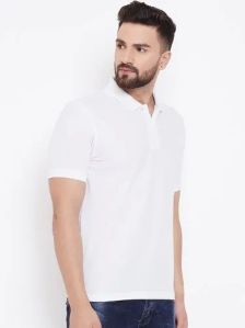 Mens Cotton Half Sleeve White Polo T Shirt