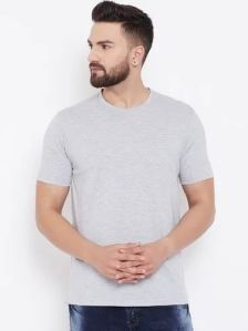 Mens Cotton Half Sleeves Grey T Shirt