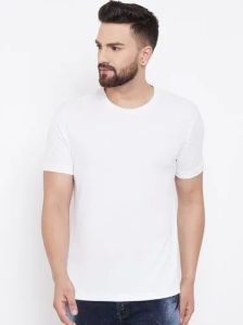 Mens Cotton White Plain T Shirt