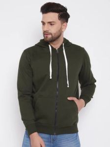 Mens Fleece Olive Green Zipper Hoodies