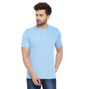 Mens Polyester Sky Blue T Shirt