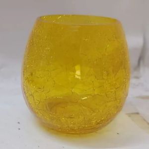 Yellow Glass Candle Holder