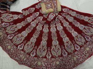 Ladies Red Velvet Lehenga Choli