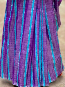 Purple Stripes Pattern Mercerized Cotton Saree