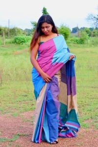 Multicolor Dual Tone Mercerised Cotton Saree