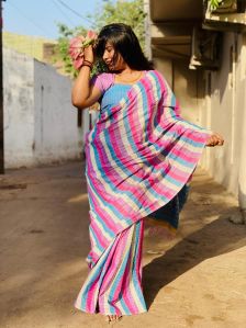Mercerised Cotton Zari Saree