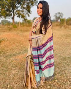 Cream Color Dual Tone Cotton Saree