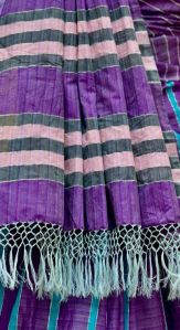 Purple Stripes Pattern Mercerized Cotton Saree