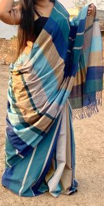Multicolor Dual Tone Mercerised Cotton Saree