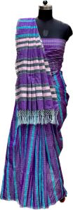 Purple Stripes Pattern Mercerized Cotton Saree