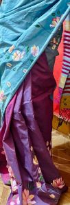 Hand Painted Mercerised Cotton Two Tone Saree