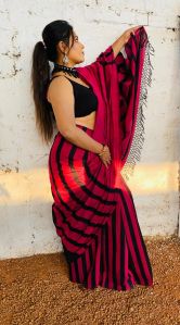 Pink with Black Dual Tone Cotton Saree