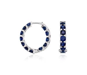 Blue Sapphire Hoop Earrings