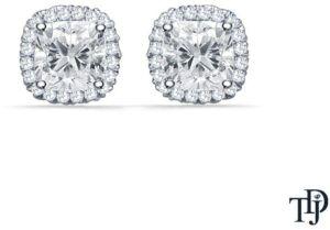 Cushion Cut Halo Diamond Stud Earring