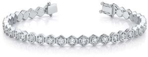 Hexagonal Prong Set Round Diamond Tennis Bracelet