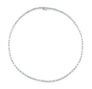 Horizontal Set Baguette Diamond Choker Tennis Necklace