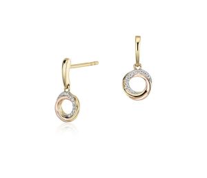 Infinity Circle Drop Two Tone Diamond Earrings