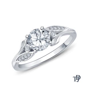 Leaves Inspired Accent Diamond Engagement Ring With Center Diamond