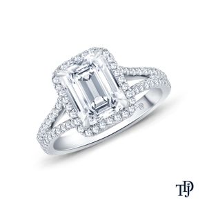 Split Shank Halo Accent Diamond Engagement Ring With Center Diamond