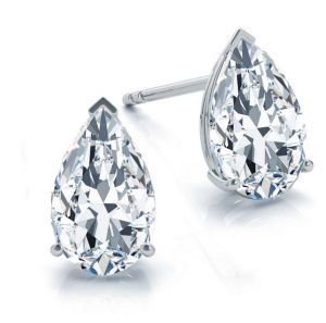 Three Prong Classic Pear Cut Diamond Stud Earrings
