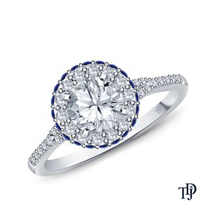 Vibrant Sapphires And Halo Diamond Accents Setting With Center Diamond