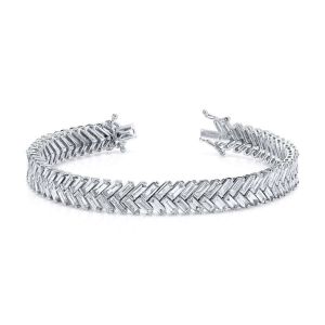 Zipper Chain Style Baguette Diamond Tennis Bracelet