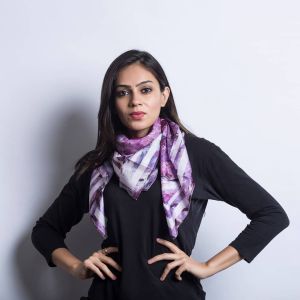Pink Marble Silk Square Scarf