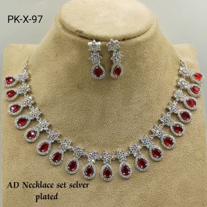 Silver Plated A.D Necklace Set