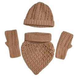 Crochet Muffler with Gloves & Cap