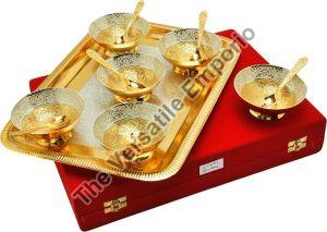 13 Pieces Brass Silver and Gold Plated Bowl Set