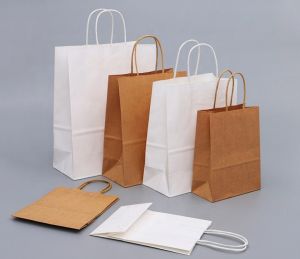 Brown and White Paper bags