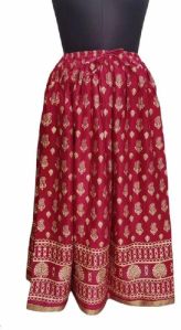 Jaipuri Golden Print Ladies Fancy Skirt