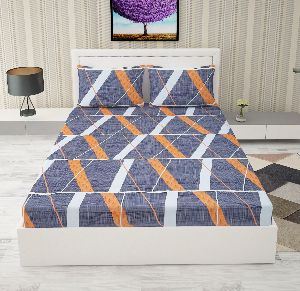 Orange Diagonal Polyester Bedsheets