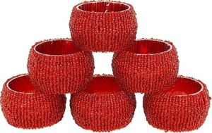 Shining Pearl Red Beaded Napkin Rings 1.5 inches For Table Decoration Wedding Purpose